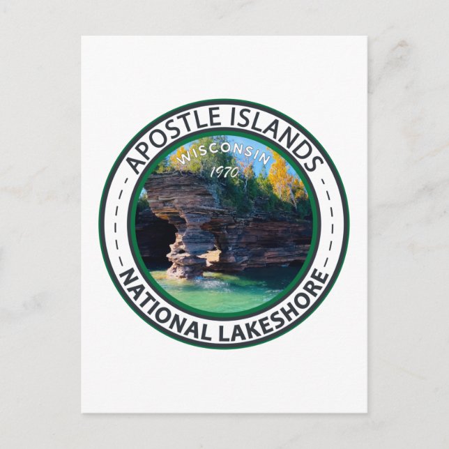 Carte Postale Badge du Wisconsin du Lakeshore national des îles  (Devant)