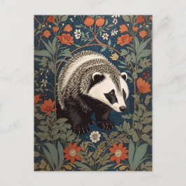 Carte Postale Badger de Woodland William Morris inspiré