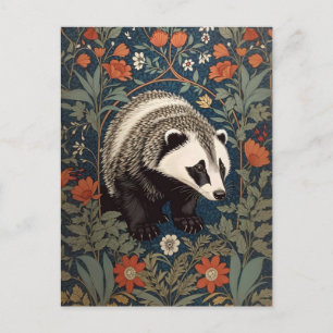 Carte Postale Badger de Woodland William Morris inspiré