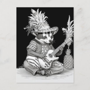 Carte Postale Badger jouant de la guitare avec ananas