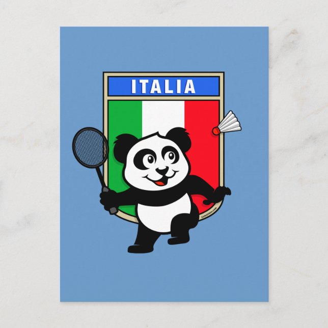 Carte Postale Badminton Italie Panda (Devant)