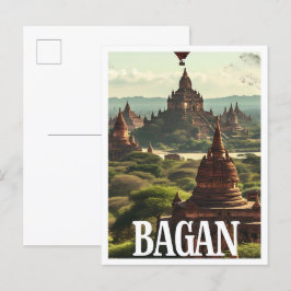 Carte Postale Bagan Myanmar Illustration de voyage artistique
