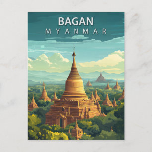 Carte Postale Bagan Myanmar Voyage Pagode Dorée Asie du Sud-Est