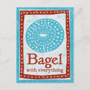 Carte postale Bagel - Carte postale Fun Blue Red F