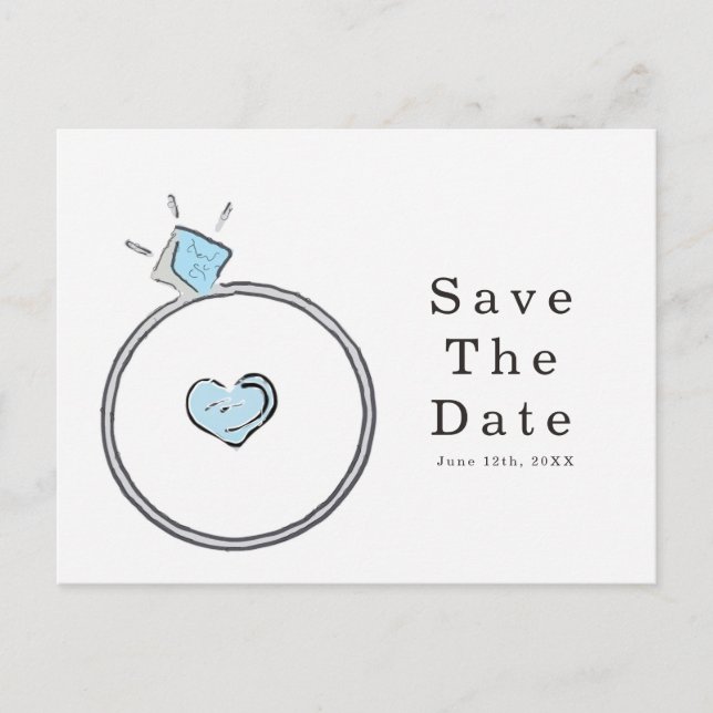 Carte Postale Bague De Mariage Fiançailles Whimsical Enregistrer (Devant)