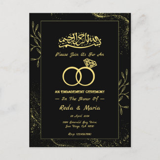 Carte Postale Bague en or noir de fiançailles islamique musulman