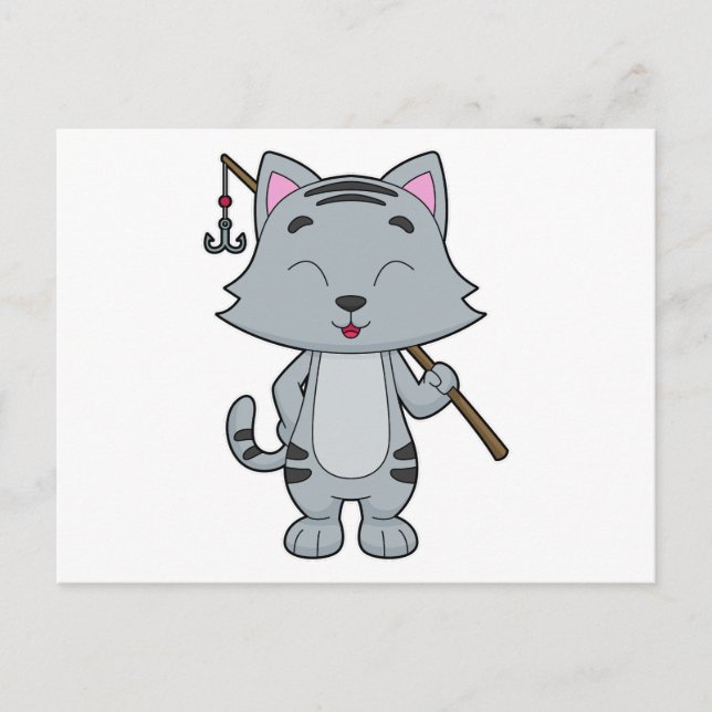 Carte Postale Baguette de pêche de chat (Devant)