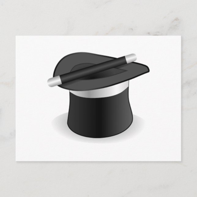 Carte Postale Baguette magicien et Casquette (Devant)