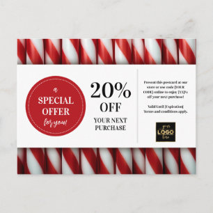 Carte Postale Baguettes de menthe de Noël Coupon personnalisé ra