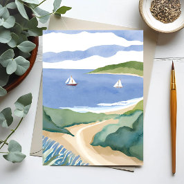 Carte Postale Baie de Narragansett | Voilier Côtière RI Aquarell