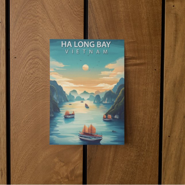 Carte Postale Baie d'Halong Vietnam Voyage Rétro (ha long bay vietnam vintag travel postcard)