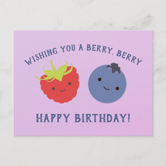 Carte Postale Baies mignonnes de Kawaii de joyeux anniversaire (Devant)