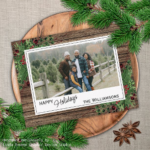 Carte Postale Baies rouges Baies vertes Holly mignonne Feuillage