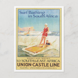 Carte Postale Baignade vintage surf Afrique du Sud