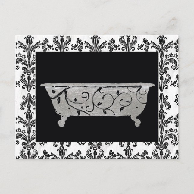 Carte Postale Baignoire en noir et blanc (Devant)