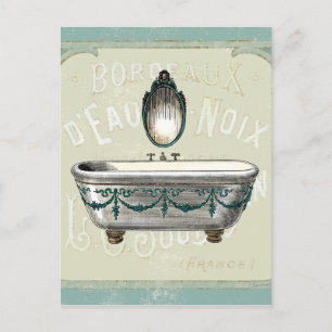 Carte Postale Baignoire vintage avec miroir