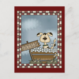 Carte Postale Bain de chien