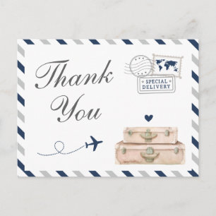 Carte Postale Bain de mariage pour bébé garçon avec avion Travel