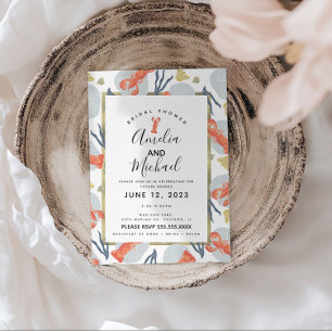 Carte Postale Bain de mariée crustacé homard aquarelle 