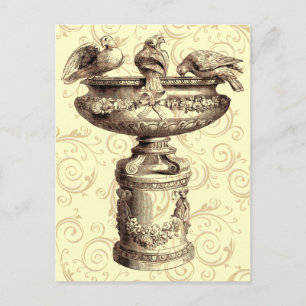 Carte Postale Bain d'oiseaux vintage