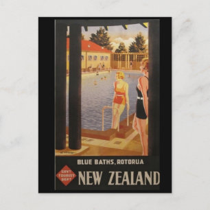 Carte Postale Bains bleus vintages Rotorua Nouvelle-Zélande Cart