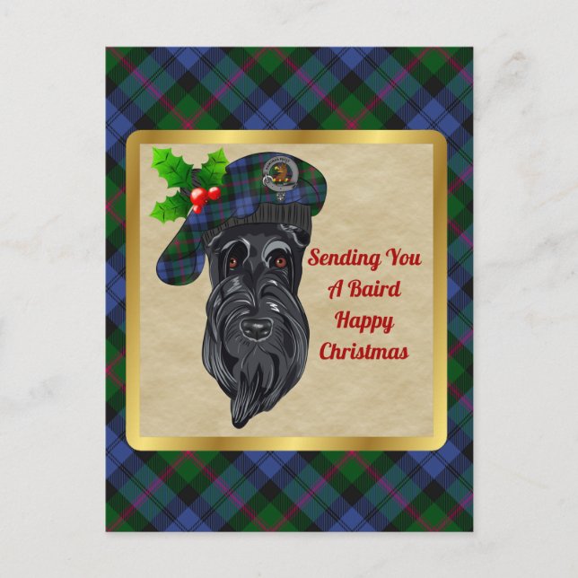 Carte Postale Baird Clan Badge & Tartan Christmas (Devant)