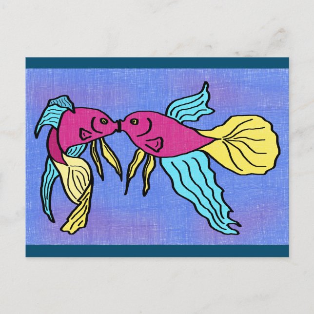 Carte Postale Baiser de poisson caricaturé (Devant)