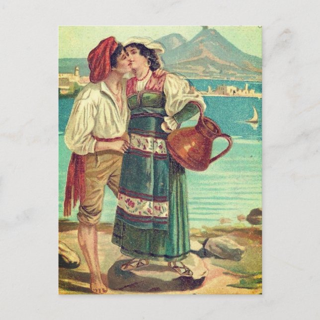 Carte Postale Baiser en couple vintage en Italie (Devant)
