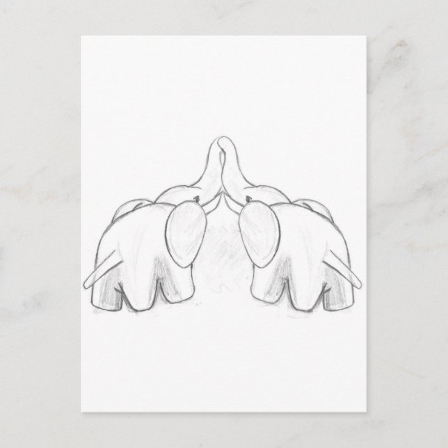 Carte Postale Baiser les éléphants (Devant)