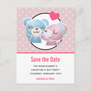 Carte Postale Baiser les ours La Saint Valentin Sauvez la date