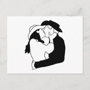 Carte Postale Baiser Mariage Cowboy