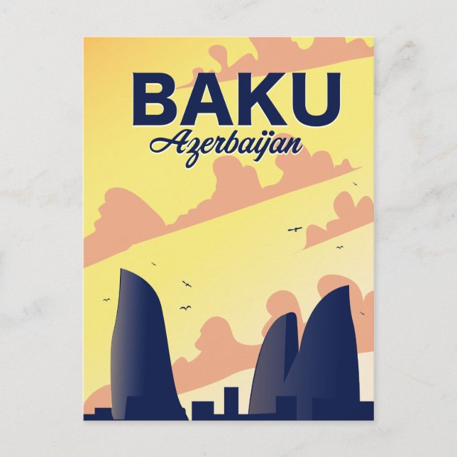 Carte Postale Bakou Azerbaïdjan Tours à flamme Affiche de vacanc (Devant)