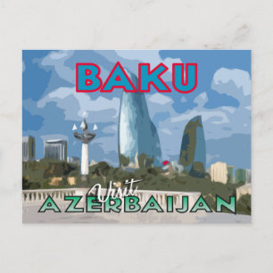 Carte Postale Bakou, Visit Azerbaijan Postcard