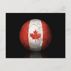 Carte Postale Bal De Football Du Drapeau Canadien Porté