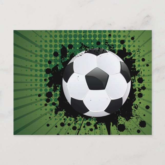 Carte Postale Bal de football sur les rayons Arrière - plan (Devant)