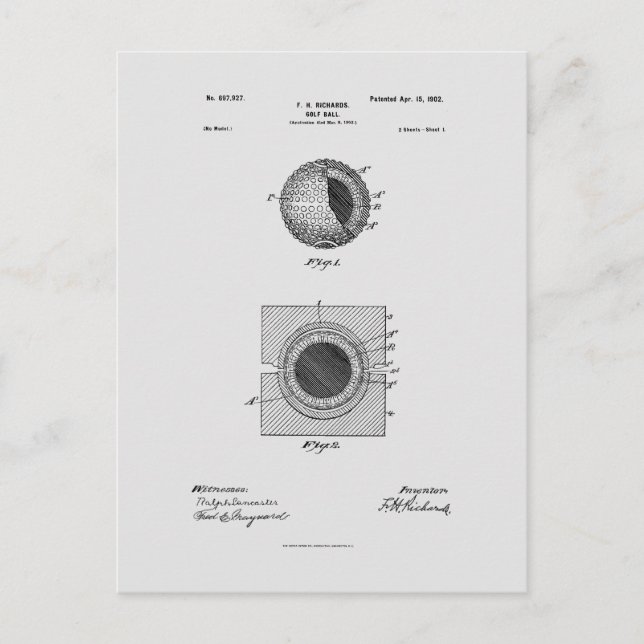 Carte Postale Bal de golf 1902, Brevet (Devant)