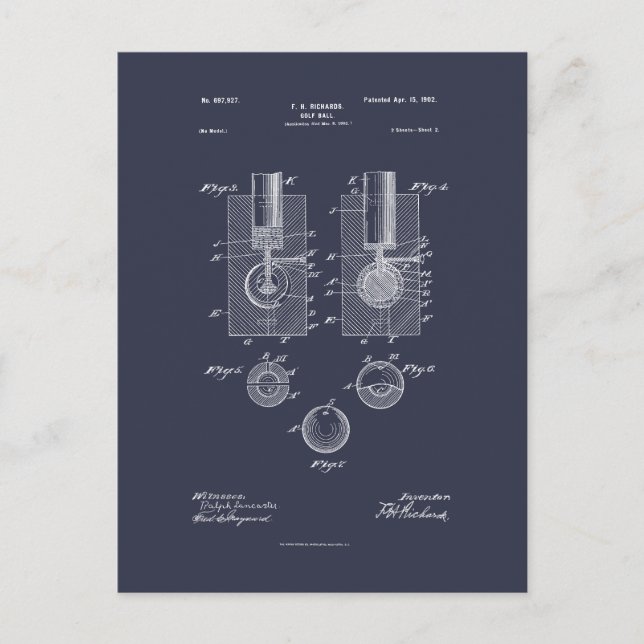 Carte Postale Bal de golf 1902, Brevet (Devant)