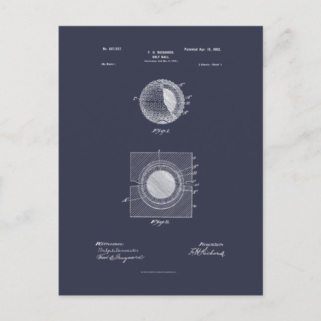 Carte Postale Bal de golf 1902, Brevet (Devant)