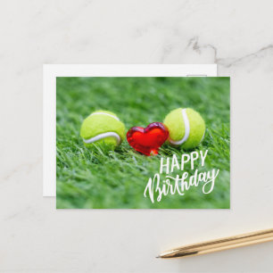 Carte Postale Bal de tennis avec Joyeux Anniversaire avec amour 