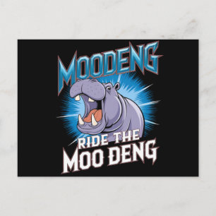 Carte Postale Balade à dos d'hippopotame MOO DENG The MOO DENG