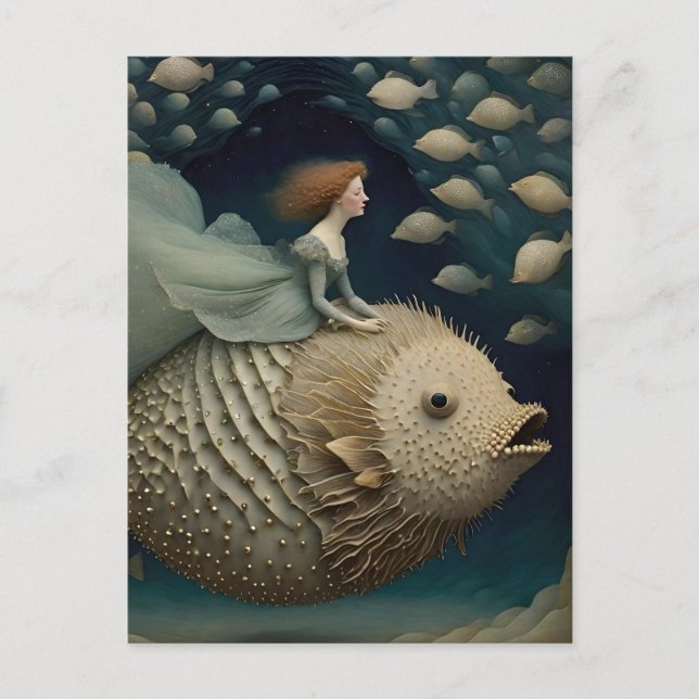 Carte Postale Balade d'Imaginaire à bord d'un poisson fourré (Devant)