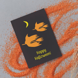 Carte Postale Balade en balai nocturne - Joyeux Halloween !
