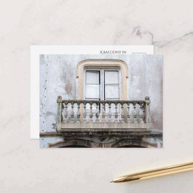 Carte Postale Balcon de charme au Portugal (Devant/Arrière en situation)
