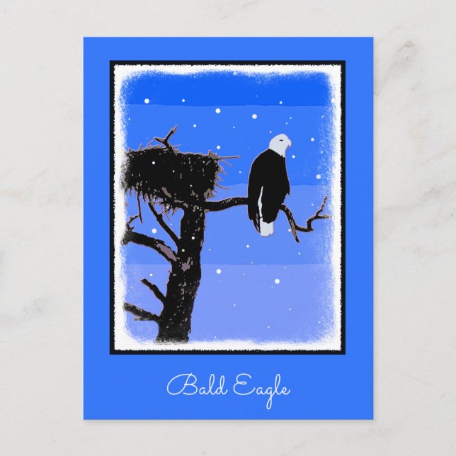 Carte Postale Bald Eagle en hiver - Art original de la faune (Devant)