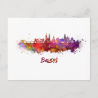 Bâle skyline in watercolor