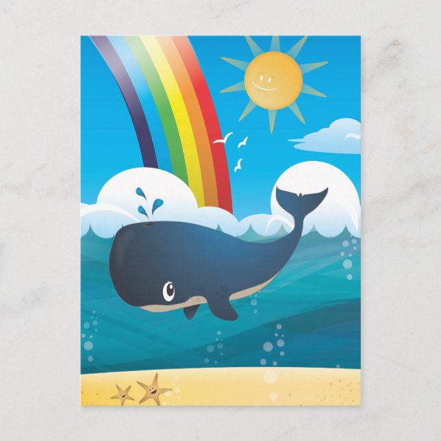 Carte Postale Baleine arc-en-ciel (Devant)