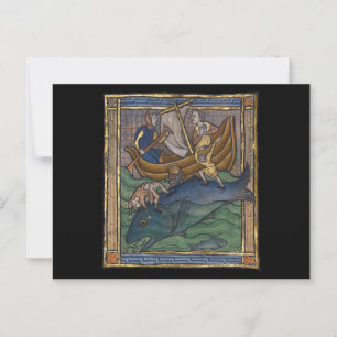Carte Postale Baleine bestiaire médiévale c. 1270