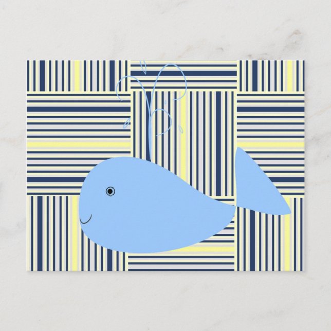 Carte postale Baleine Bleue Jaune Bleu Bleu Bande (Devant)