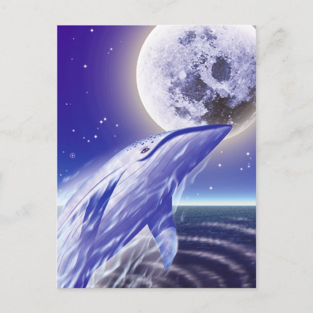 Carte Postale Baleine et lune (Devant)
