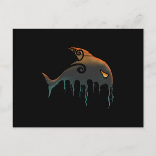 Carte Postale baleine noire Halloween